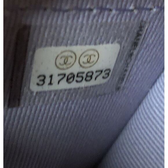 Chanel Top Handle Flap Coin Purse with Chain Quilted Lambskin Purple - Picture 9 of 9